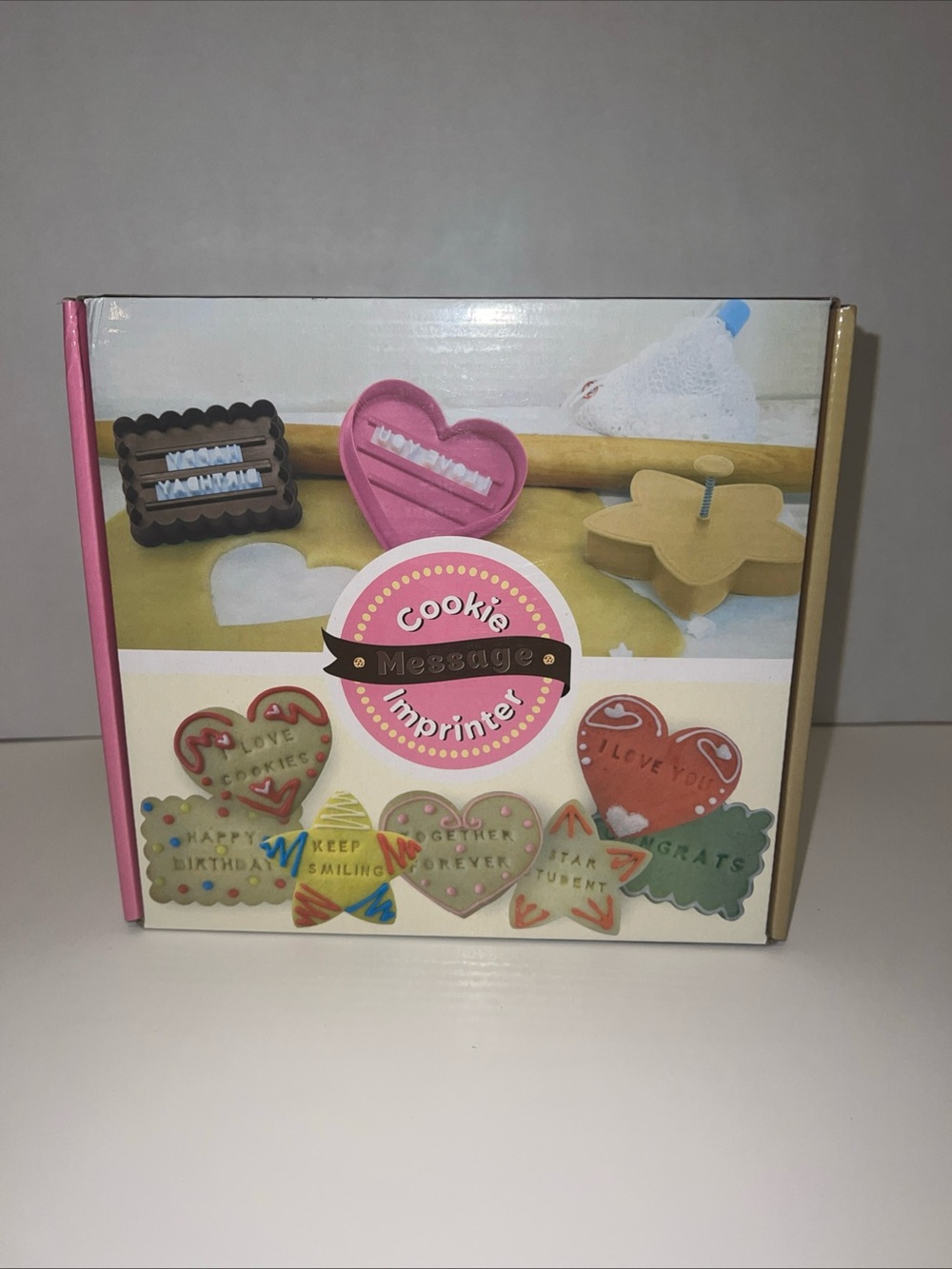 Cookie Message Imprint Set - pink, brown, cream, green